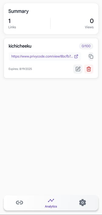 PrivyCode screen