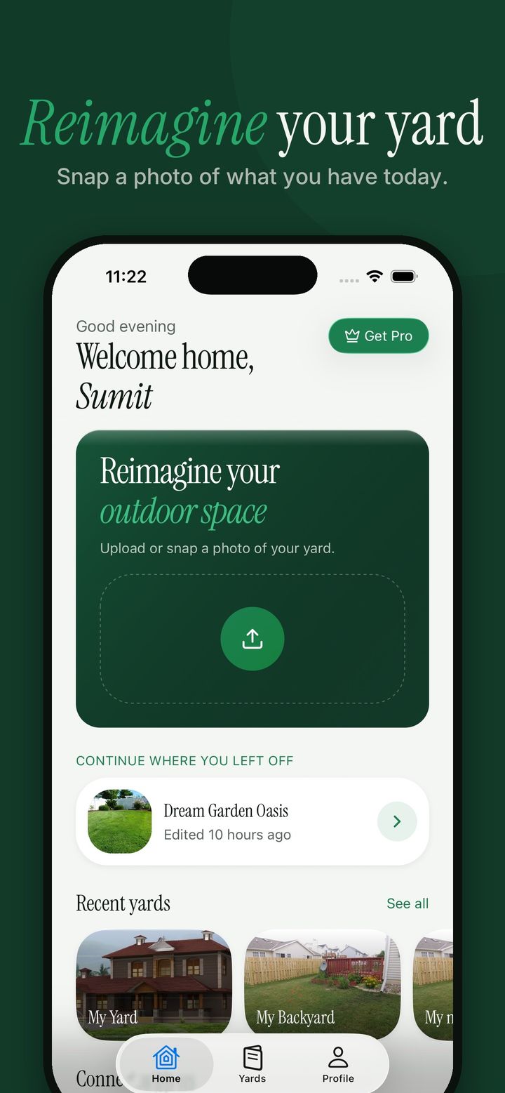 YardPlan screen